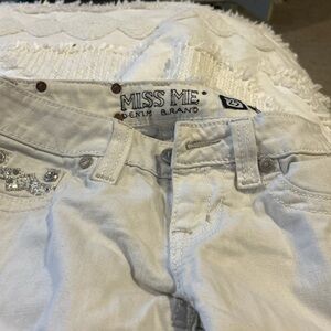 Miss Me Silver Jeans with Sparkling Details